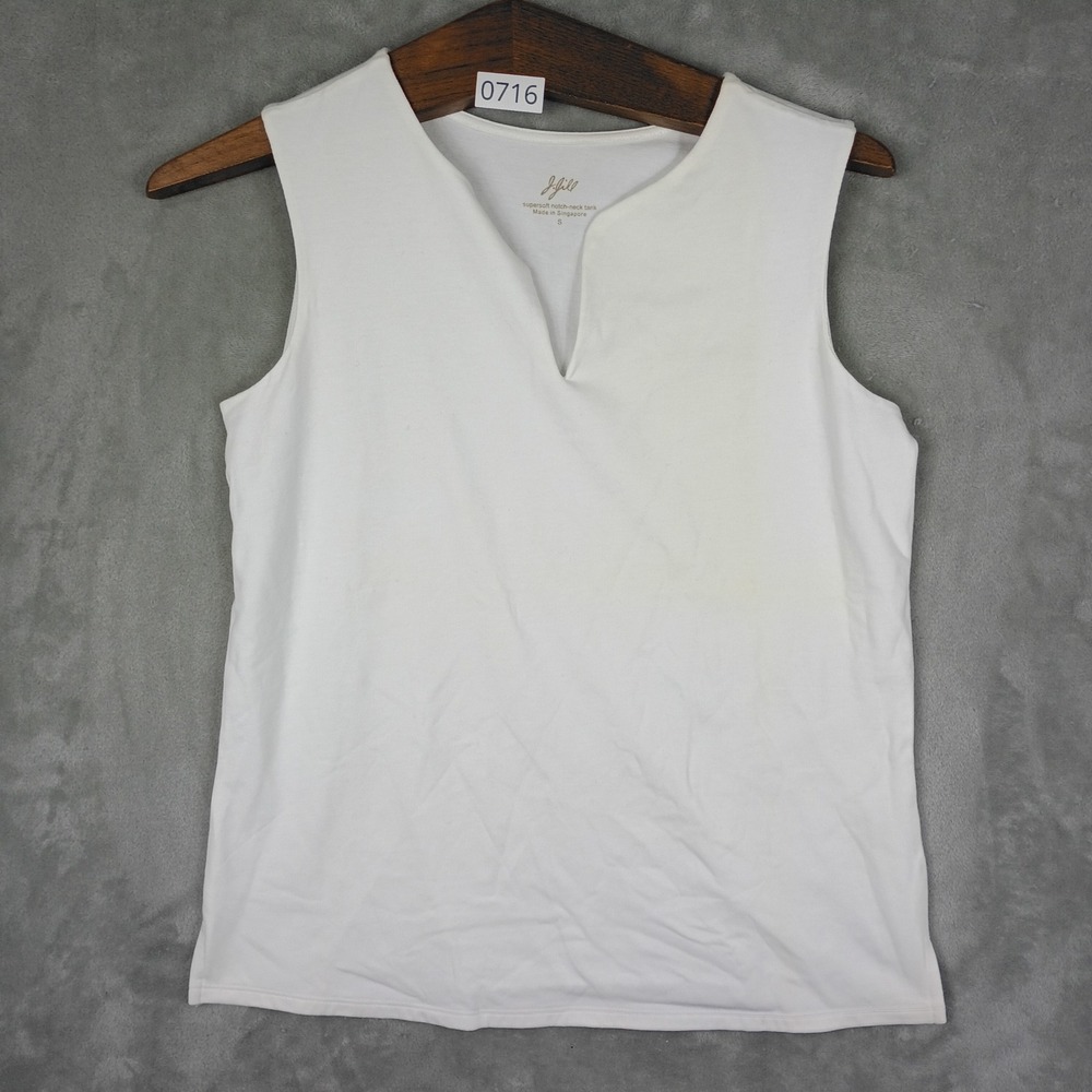 J. Jill Tank Top Womens Small White Notch Neck Sleeveless Basic Summer Minimal